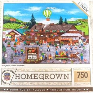 NEW Sunny Farms 750 Piece Jigsaw Puzzle with Poster Homegrown 24” x 18”